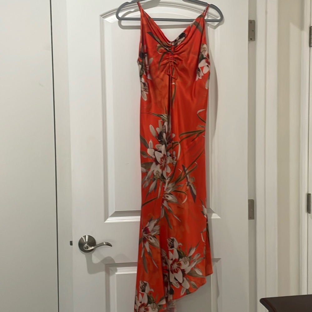 All saints beautiful orange asymmetrical floral dress size 8